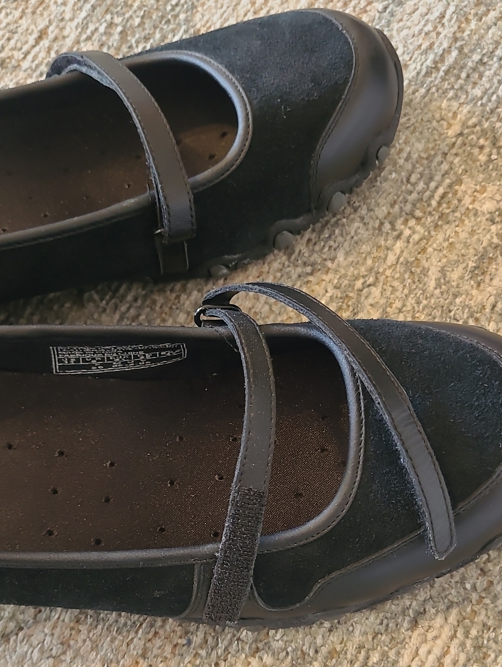 Skechers Bikers Mary Jane Flats Black Leather Suede Slim Strap Hook&Loop Sz 11 - Picture 10 of 10